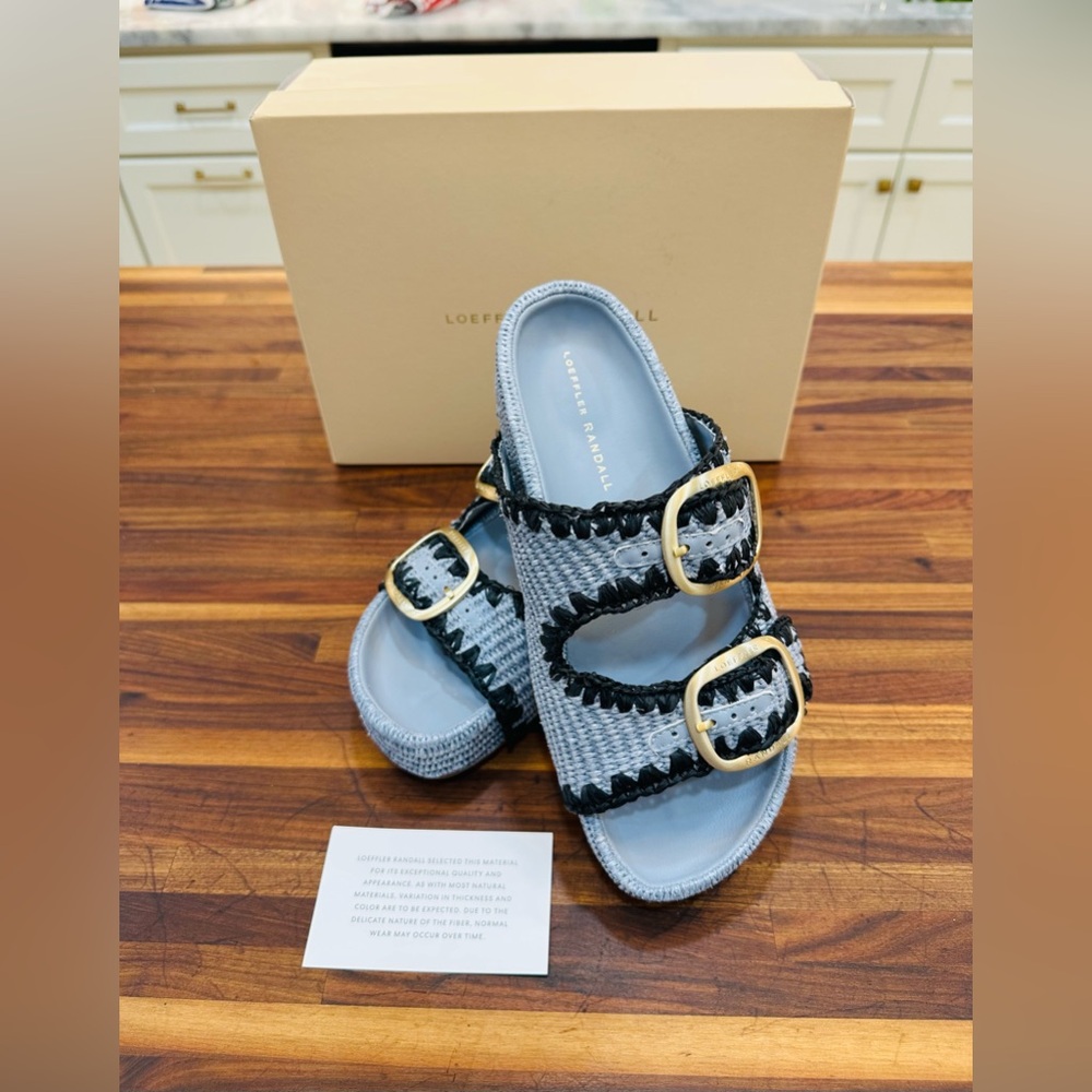 Loeffler Randall Blue and Black Sandals